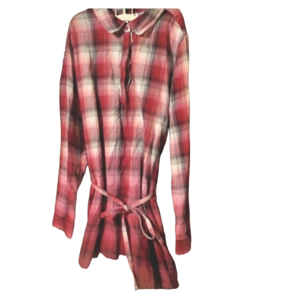 Plaid print though lightweight dress xxl